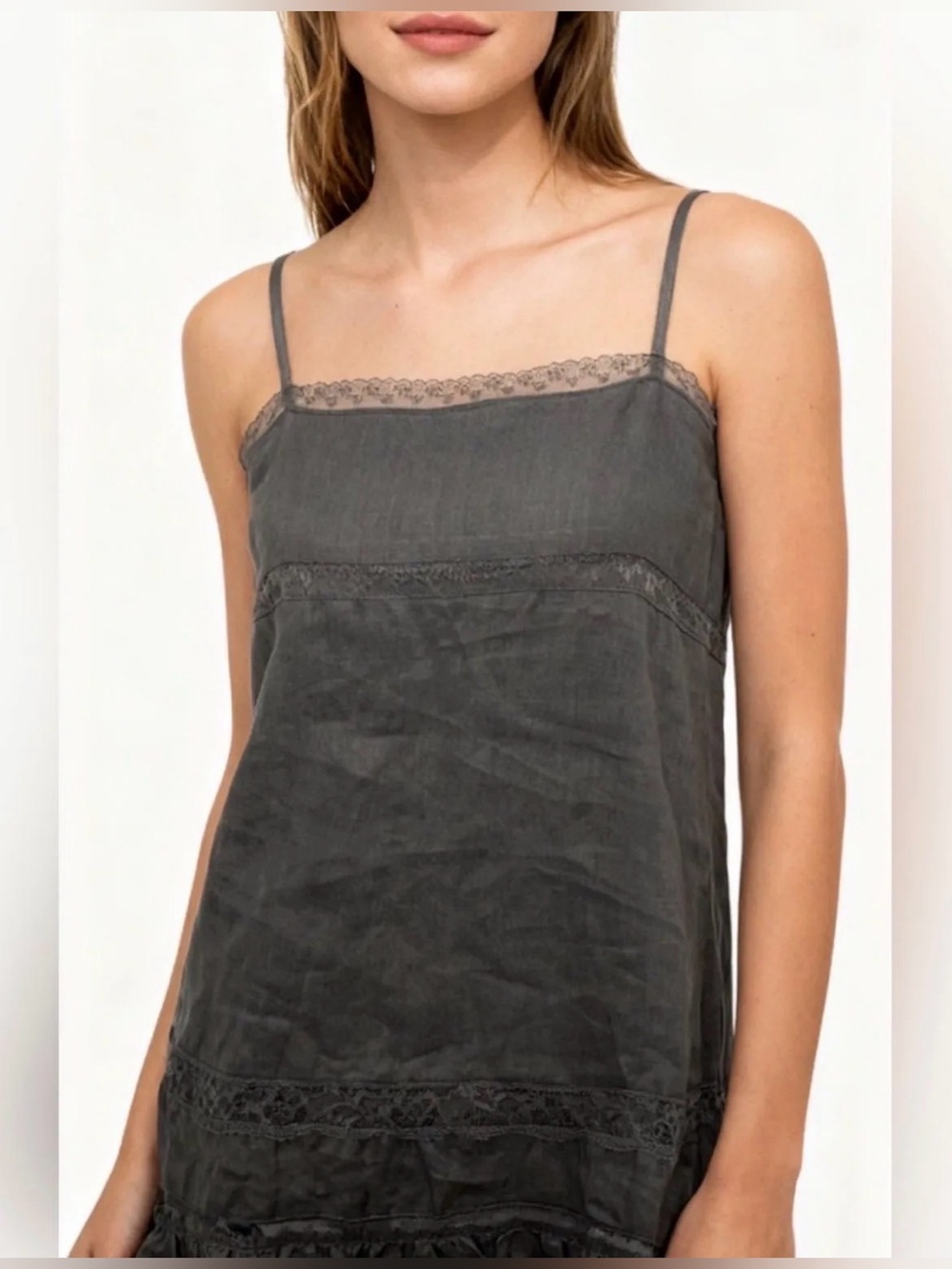 NWT Gold Hawk Linen Camisole IN GREEN Large